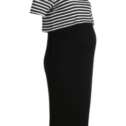 Umstandsmode Gestreiftes Doppellagiges Still-Kleid -Diven Stil Verkaufsgeschäft bzz47925 black xl 2