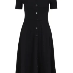 Hochgeschlossenes Skater-Kleid Mit Knopf-Detail -Diven Stil Verkaufsgeschäft dzz01637 black xl 2