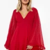 Plus Chiffon Skater-Kleid Mit Weiten Ärmeln -Diven Stil Verkaufsgeschäft dzz11240 red xl