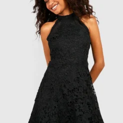 Hochgeschlossenes Skater-Kleid Mit Spitze -Diven Stil Verkaufsgeschäft dzz23204 black xl 3