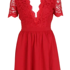 Skater-Kleid Mit Spitzenoberteil -Diven Stil Verkaufsgeschäft dzz26844 red xl 2