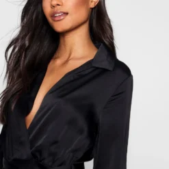 Wickel-Kleid Aus Satin -Diven Stil Verkaufsgeschäft dzz32902 black xl 3