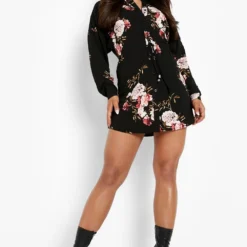 Florales Hemd-Kleid 8 Florales Hemd-Kleid -Diven Stil Verkaufsgeschäft dzz44677 black xl 2