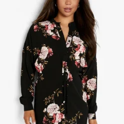 Florales Hemd-Kleid 9 Florales Hemd-Kleid -Diven Stil Verkaufsgeschäft dzz44677 black xl 3