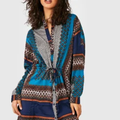 Hemd-Kleid Mit Paisley-Print -Diven Stil Verkaufsgeschäft dzz61994 teal xl 2