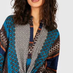 Hemd-Kleid Mit Paisley-Print -Diven Stil Verkaufsgeschäft dzz61994 teal xl 3