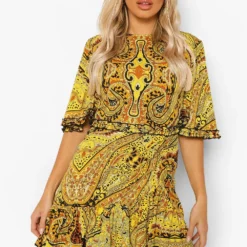 Rüschen-Kleid Mit Ketten-Print -Diven Stil Verkaufsgeschäft fzz06122 black xl 3