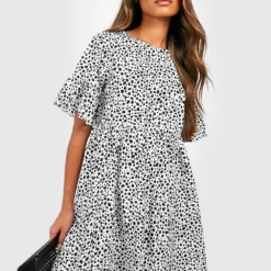Smok-Kleid Mit Dalmatiner-Print