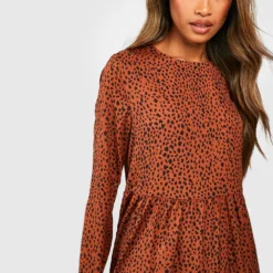 Gepunktetes Smok-Kleid -Diven Stil Verkaufsgeschäft fzz24219 terracotta xl 3