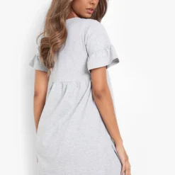 Smok-Kleid Mit Rüschenärmeln -Diven Stil Verkaufsgeschäft fzz24373 grey20marl xl 1