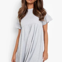 Smok-Kleid Mit Rüschenärmeln -Diven Stil Verkaufsgeschäft fzz24373 grey20marl xl 2