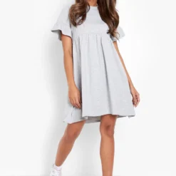 Smok-Kleid Mit Rüschenärmeln -Diven Stil Verkaufsgeschäft fzz24373 grey20marl xl 3