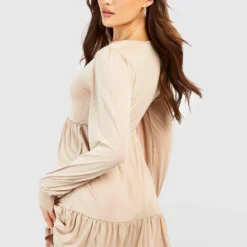 Smok-Kleid Mit Ballonärmeln 7 Smok-Kleid Mit Ballonärmeln -Diven Stil Verkaufsgeschäft fzz24398 stone xl 1