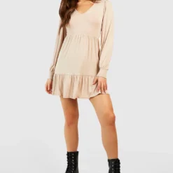 Smok-Kleid Mit Ballonärmeln 8 Smok-Kleid Mit Ballonärmeln -Diven Stil Verkaufsgeschäft fzz24398 stone xl 2