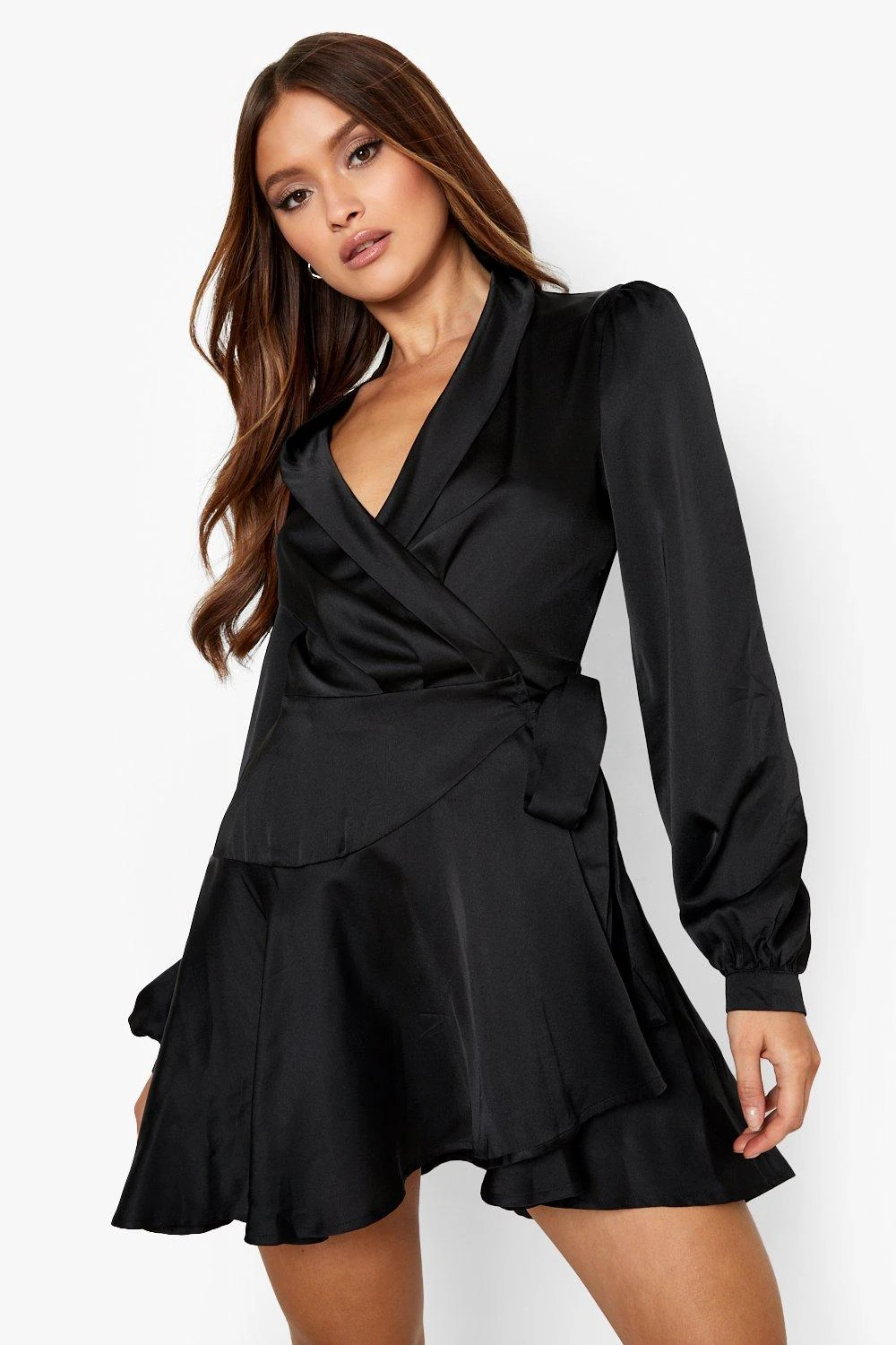 Mini Wickel-Kleid Aus Satin 3 Mini Wickel-Kleid Aus Satin