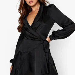 Mini Wickel-Kleid Aus Satin 9 Mini Wickel-Kleid Aus Satin -Diven Stil Verkaufsgeschäft fzz26179 black xl 3