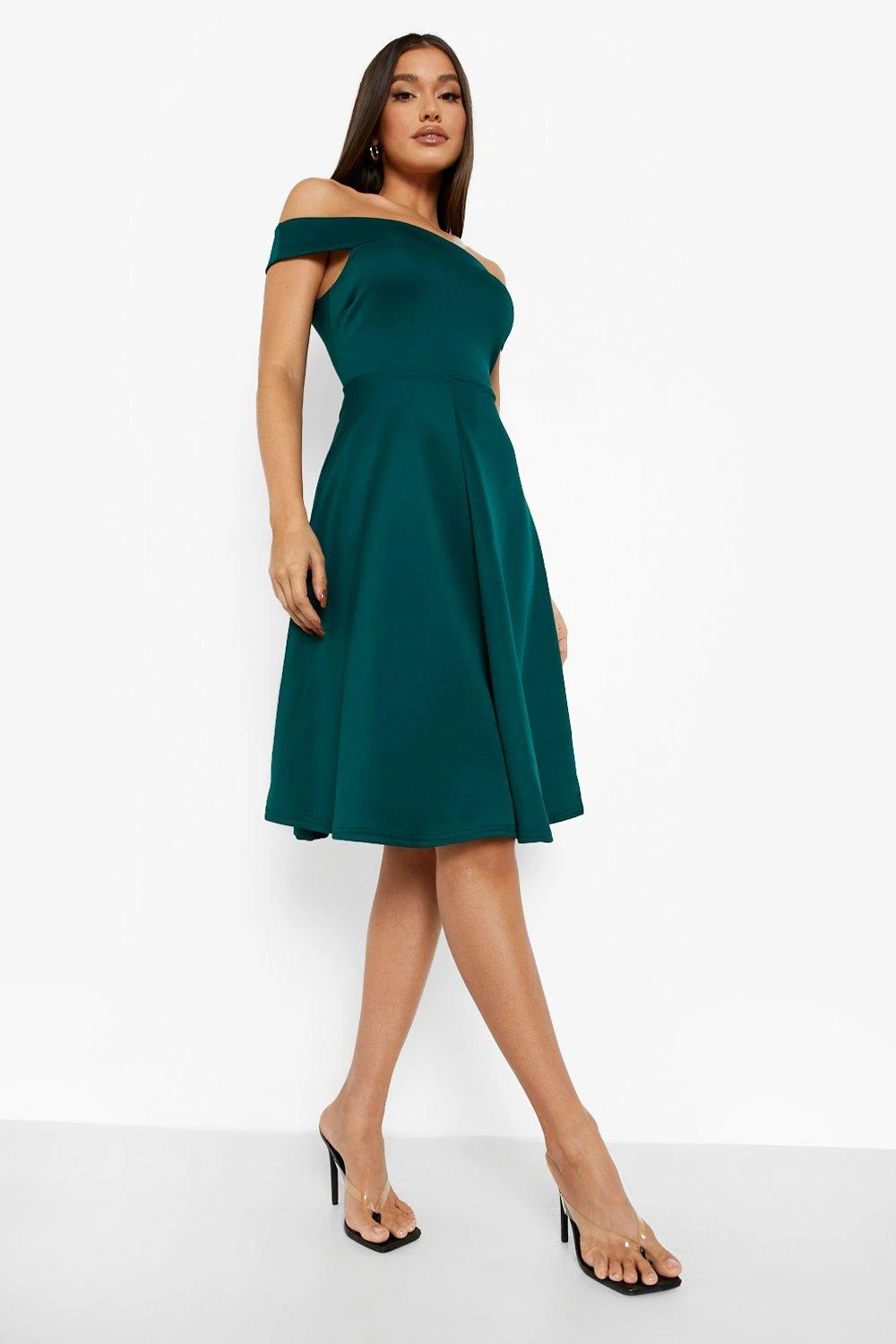 Scuba Bardot Midi-Kleid 3 Scuba Bardot Midi-Kleid