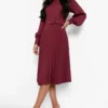 Hochgeschlossenes Skater-Kleid Mit Gürtel -Diven Stil Verkaufsgeschäft fzz34332 berry xl