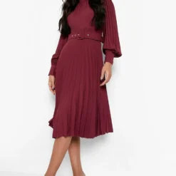 Hochgeschlossenes Skater-Kleid Mit Gürtel -Diven Stil Verkaufsgeschäft fzz34332 berry xl 2