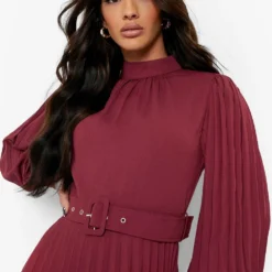 Hochgeschlossenes Skater-Kleid Mit Gürtel -Diven Stil Verkaufsgeschäft fzz34332 berry xl 3