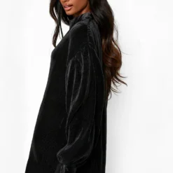 Premium Plisse Oversize Hemd-Kleid 7 Premium Plisse Oversize Hemd-Kleid -Diven Stil Verkaufsgeschäft fzz38038 black xl 1