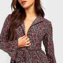 Florales Gestuftes Smok-Kleid -Diven Stil Verkaufsgeschäft fzz53956 black xl 3