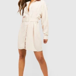 Langärmliges Hemd-Kleid Mit Knopfleiste Und Gürtel 8 Langärmliges Hemd-Kleid Mit Knopfleiste Und Gürtel -Diven Stil Verkaufsgeschäft fzz53963 stone xl 2