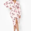 Plus Florales Kleid Mit Twist Vorne -Diven Stil Verkaufsgeschäft gzz05363 pink xl