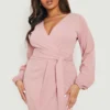 Plus Wickel-Kleid Mit Gürtel 1 Plus Wickel-Kleid Mit Gürtel -Diven Stil Verkaufsgeschäft gzz14043 blush xl