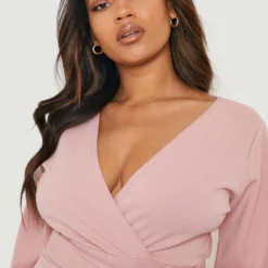 Plus Wickel-Kleid Mit Gürtel -Diven Stil Verkaufsgeschäft gzz14043 blush xl 3