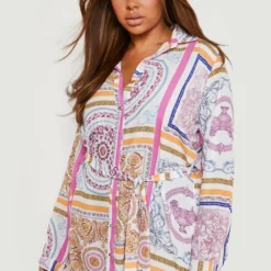 Plus Hemd-Kleid Mit Ketten-Print