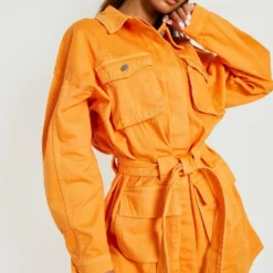 Premium Kleid Mit Utility-Taschen 9 Premium Kleid Mit Utility-Taschen -Diven Stil Verkaufsgeschäft gzz16232 orange xl 3