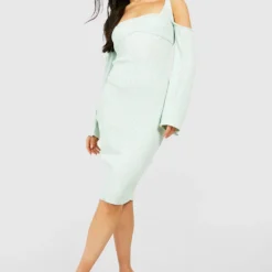 Geripptes Schulterfreies Premium Kleid & Bralette 8 Geripptes Schulterfreies Premium Kleid & Bralette -Diven Stil Verkaufsgeschäft gzz17782 sage20silver xl 2