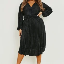 Plus Plissiertes Skater-Kleid -Diven Stil Verkaufsgeschäft gzz18109 black xl 2