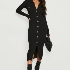 Petite Kleid Mit Knopf-Detail Und Kragen