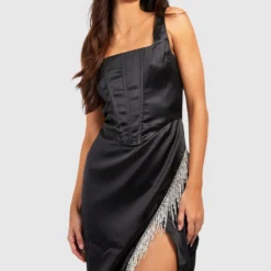 Tall Satin-Kleid Mit Strass-Detail