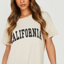 T-Shirt Kleid Mit California-Print 9 T-Shirt Kleid Mit California-Print -Diven Stil Verkaufsgeschäft gzz23943 stone xl 3