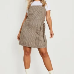 Plus Kariertes Wickel-Kleid -Diven Stil Verkaufsgeschäft gzz25073 stone xl 2