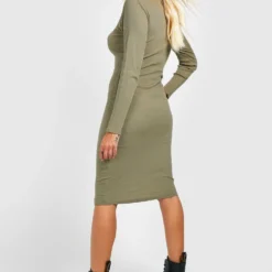Geripptes Essentials Basic Bodycon-Kleid 7 Geripptes Essentials Basic Bodycon-Kleid -Diven Stil Verkaufsgeschäft gzz25373 khaki xl 1