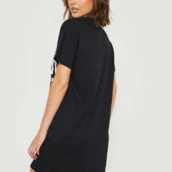Oversize T-Shirt-Kleid Mit Brooklyn-Slogan -Diven Stil Verkaufsgeschäft gzz26573 black xl 1