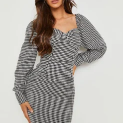 Hahnentritt Kleid Mit Korsett-Detail -Diven Stil Verkaufsgeschäft gzz27877 black xl 2