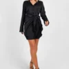 Satin Hemd-Kleid Mit Knoten Vorne 2 Satin Hemd-Kleid Mit Knoten Vorne -Diven Stil Verkaufsgeschäft gzz27957 black xl