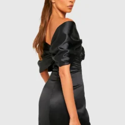 Satin Bardot-Kleid Mit Korsett-Detail -Diven Stil Verkaufsgeschäft gzz28601 black xl 1