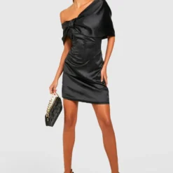 Satin Bardot-Kleid Mit Korsett-Detail -Diven Stil Verkaufsgeschäft gzz28601 black xl 2