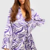 Geschnürtes Hemd-Kleid Mit Marmor-Print -Diven Stil Verkaufsgeschäft gzz28701 purple xl