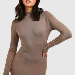 Langärmligs Bodycon-Kleid Mit Rollkragen 9 Langärmligs Bodycon-Kleid Mit Rollkragen -Diven Stil Verkaufsgeschäft gzz29040 mocha xl 3 scaled