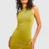 Hochgeschlossenes Recyceltes Bodycon-Kleid 2 Hochgeschlossenes Recyceltes Bodycon-Kleid -Diven Stil Verkaufsgeschäft gzz29097 olive xl