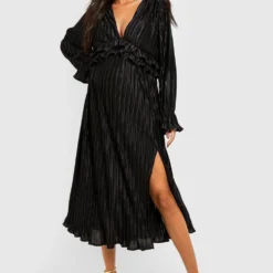 Umstandsmode Satin Plissee-Kleid Mit Rüschen