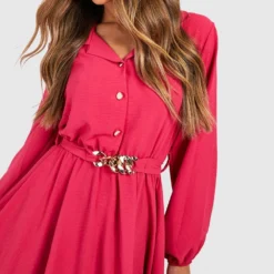 Hemd-Kleid Mit Ketten-Detail 9 Hemd-Kleid Mit Ketten-Detail -Diven Stil Verkaufsgeschäft gzz33104 hot20pink xl 3