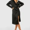 Satin Hemd-Kleid Mit Bindegürtel 1 Satin Hemd-Kleid Mit Bindegürtel -Diven Stil Verkaufsgeschäft gzz33125 black xl